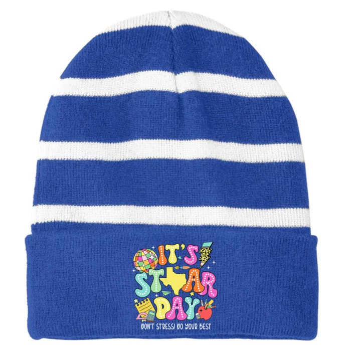 It's Staar Day Don't Stress Do Your Best Striped Beanie with Solid Band