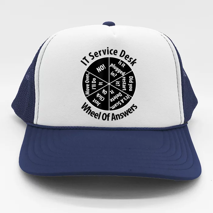 IT Service Desk Wheel Of Answer Information Technology Trucker Hat