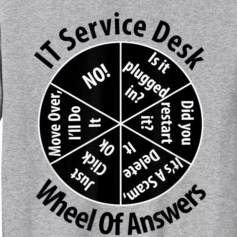 IT Service Desk Wheel Of Answer Information Technology Tall Sweatshirt