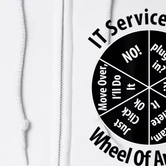 IT Service Desk Wheel Of Answer Information Technology Full Zip Hoodie