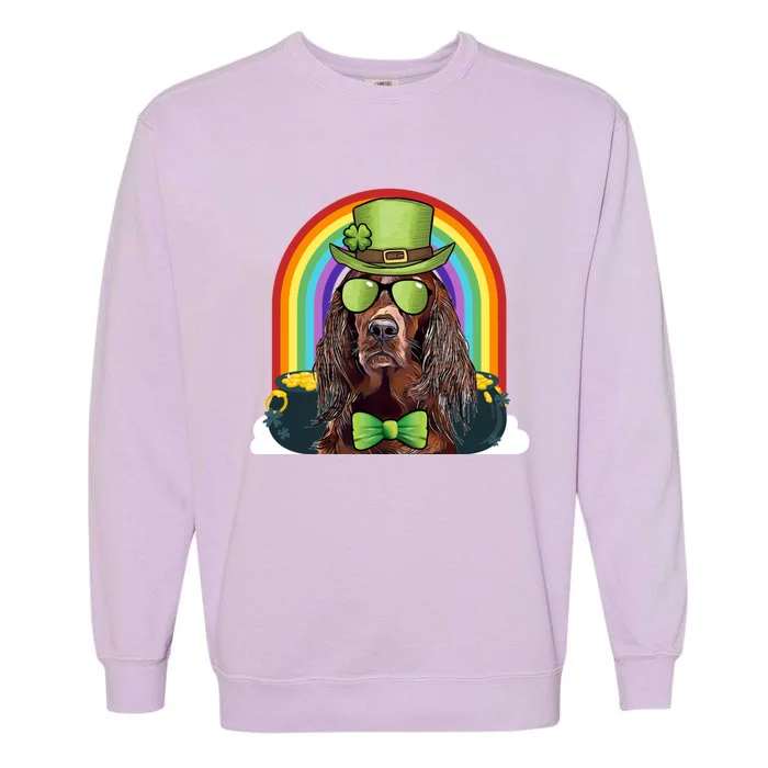 Irish Setter Dog Leprechaun Funny St Patricks Day Gift Garment-Dyed Sweatshirt