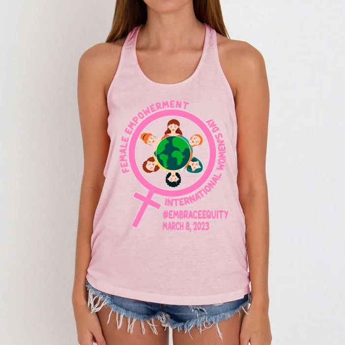 International 'S Day: Empowert Embrace Equity Great Gift Women's Knotted Racerback Tank