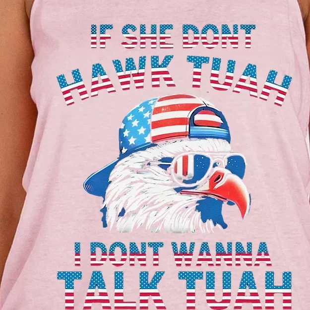 If She DonT Hawk Tuah I DonT Wanna Tawk Tuha Women's Knotted Racerback Tank