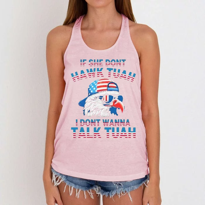 If She DonT Hawk Tuah I DonT Wanna Tawk Tuha Women's Knotted Racerback Tank