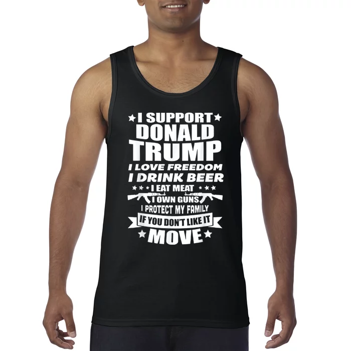 I Support Donald Trump I Love Freedom I Drink Beer Tank Top