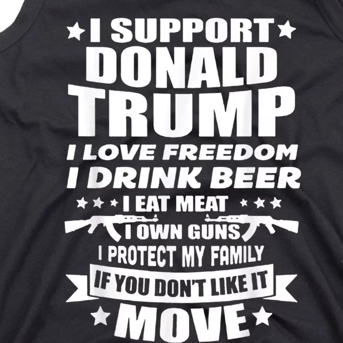 I Support Donald Trump I Love Freedom I Drink Beer Tank Top