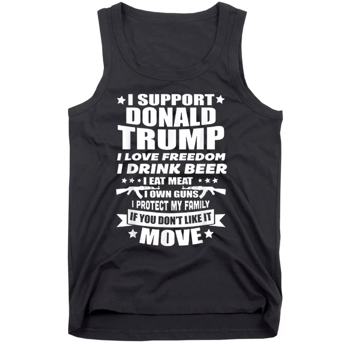 I Support Donald Trump I Love Freedom I Drink Beer Tank Top