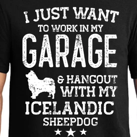 Icelandic Sheepdog Dad Car Garage Hangout Gift Pajama Set