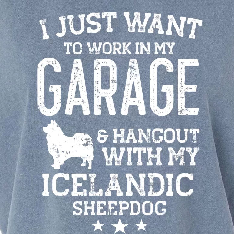 Icelandic Sheepdog Dad Car Garage Hangout Gift Garment-Dyed Women's Muscle Tee