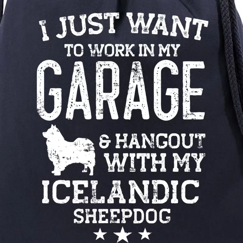 Icelandic Sheepdog Dad Car Garage Hangout Gift Drawstring Bag