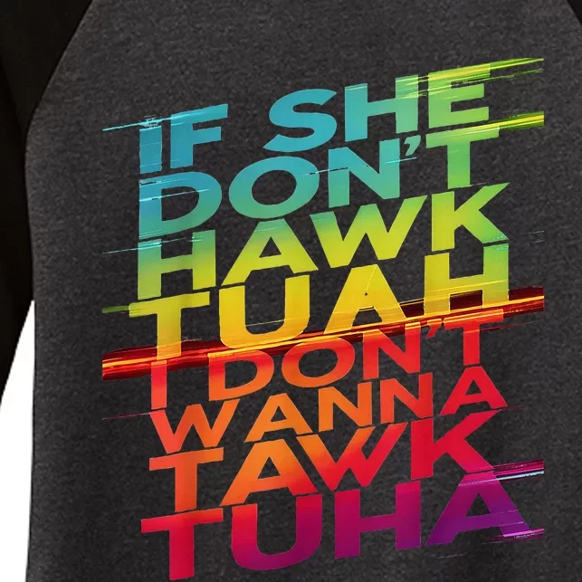 If She DonT Hawk Tuah I DonT Wanna Tawk Tuha Women's Tri-Blend 3/4-Sleeve Raglan Shirt