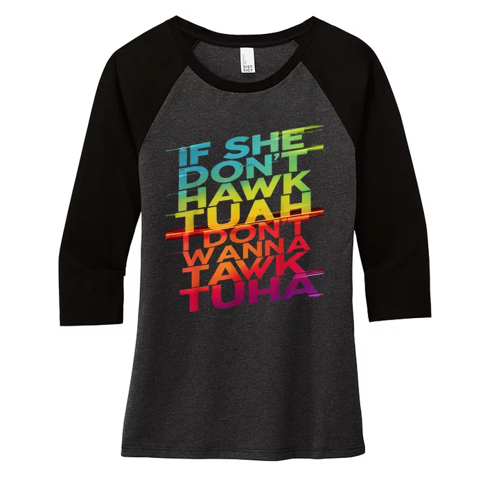 If She DonT Hawk Tuah I DonT Wanna Tawk Tuha Women's Tri-Blend 3/4-Sleeve Raglan Shirt