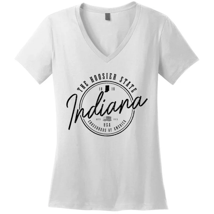 Indiana State Est. 1816 Patriotic Pride Indiana Women's V-Neck T-Shirt