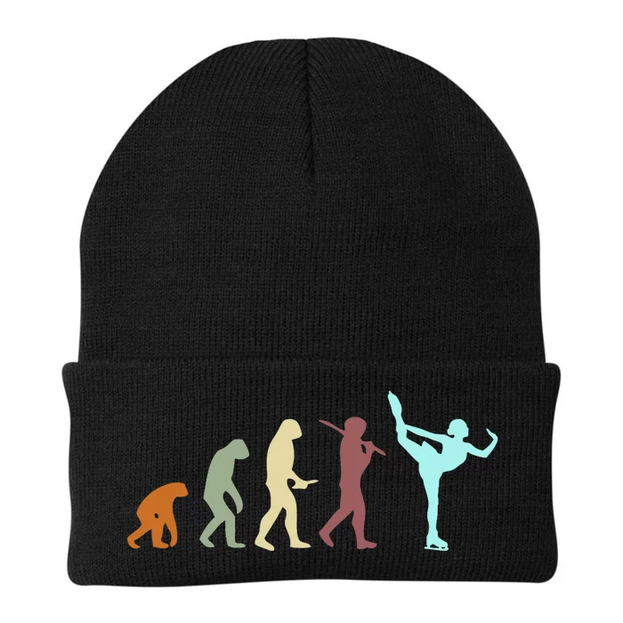 Ice Skating Evolution Figure Skate Skater Lover Graphic Premium Knit Cap Winter Beanie