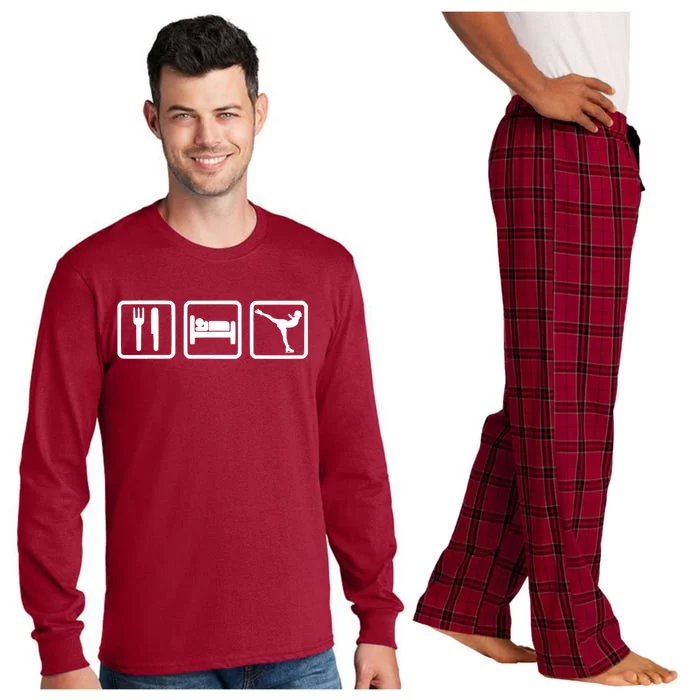 Ice Skater Eat Sleep Ice Skating Long Sleeve Pajama Set