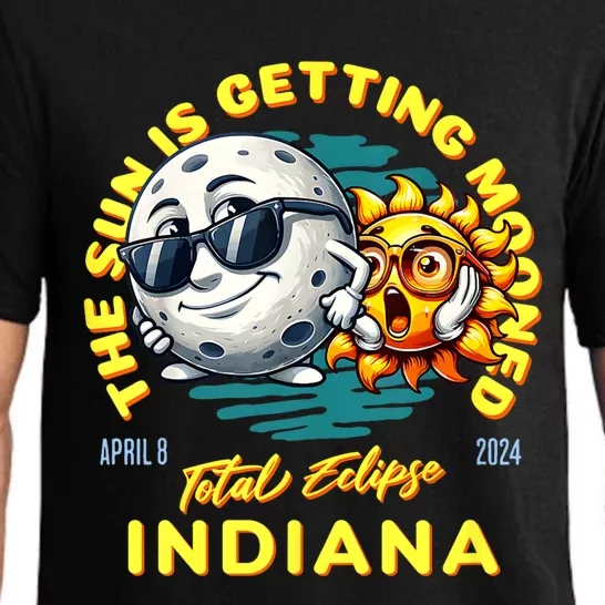 Indiana Solar Eclipse Apr 8 2024 Sun Is Getting Mooned Pajama Set