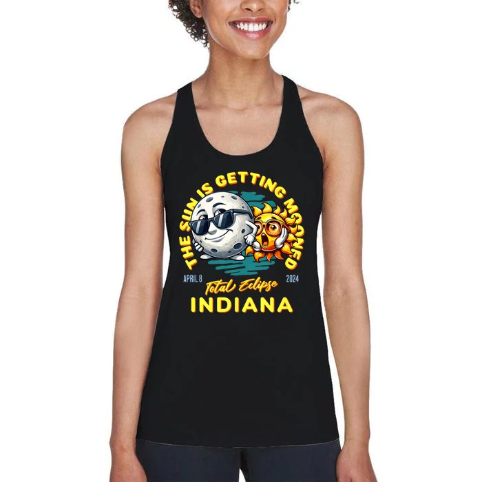 Indiana Solar Eclipse Apr 8 2024 Sun Is Getting Mooned Women's Racerback Tank