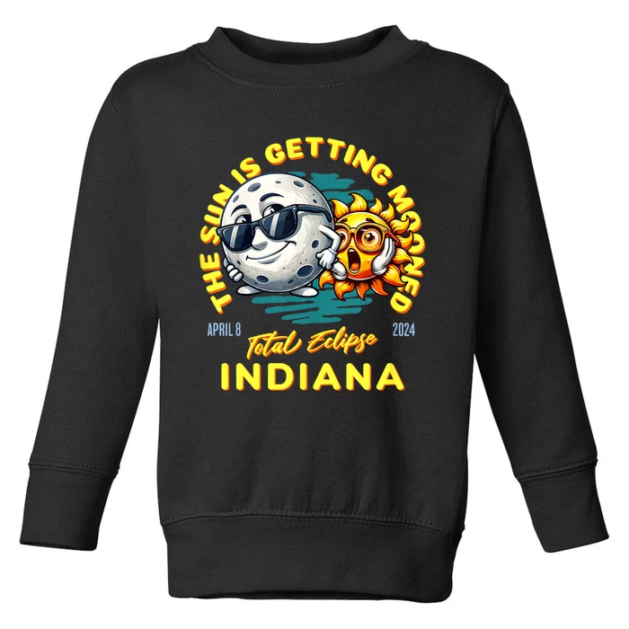 Indiana Solar Eclipse Apr 8 2024 Sun Is Getting Mooned Toddler Sweatshirt