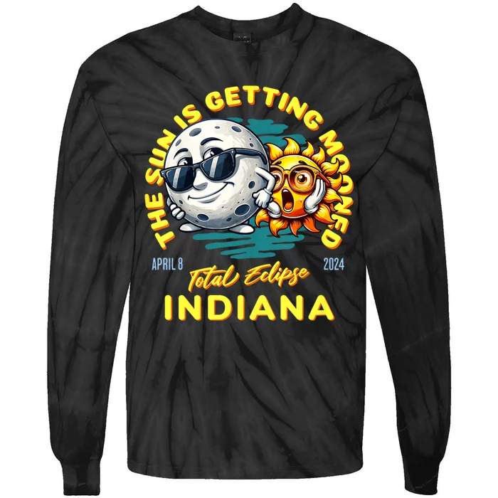 Indiana Solar Eclipse Apr 8 2024 Sun Is Getting Mooned Tie-Dye Long Sleeve Shirt