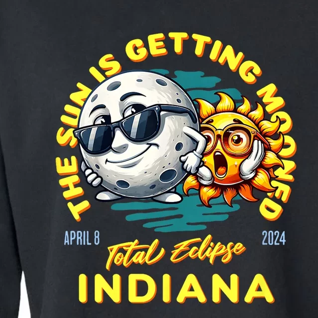 Indiana Solar Eclipse Apr 8 2024 Sun Is Getting Mooned Cropped Pullover Crew