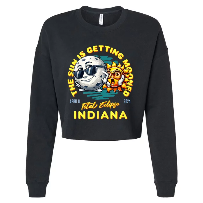 Indiana Solar Eclipse Apr 8 2024 Sun Is Getting Mooned Cropped Pullover Crew