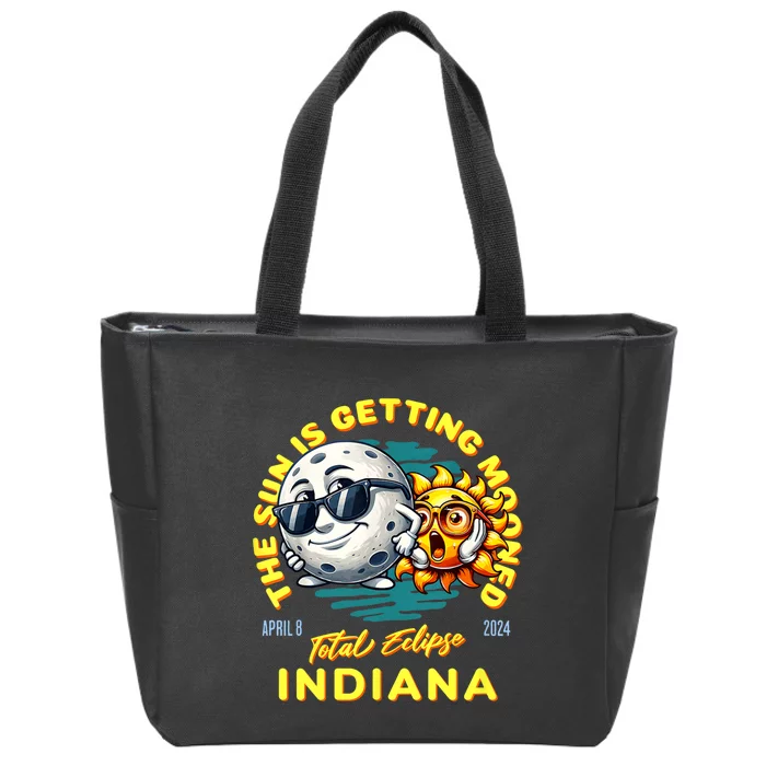 Indiana Solar Eclipse Apr 8 2024 Sun Is Getting Mooned Zip Tote Bag