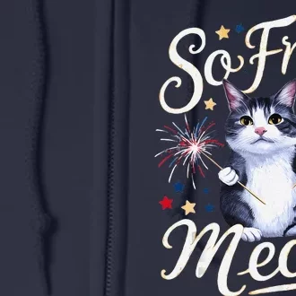 IM So Free Right Meow Funny 4th Of July Cat Full Zip Hoodie