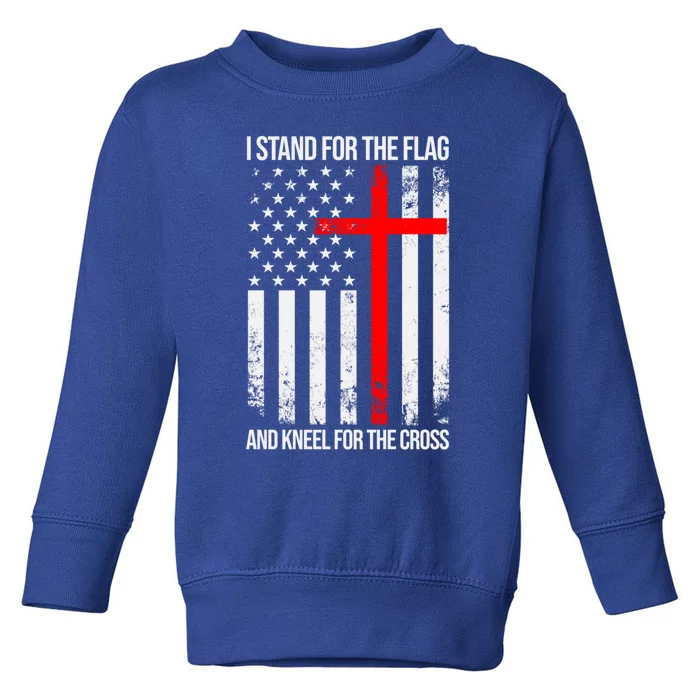 I Stand For The Flag And Kneel For The Cross Usa Flag Gift Toddler Sweatshirt