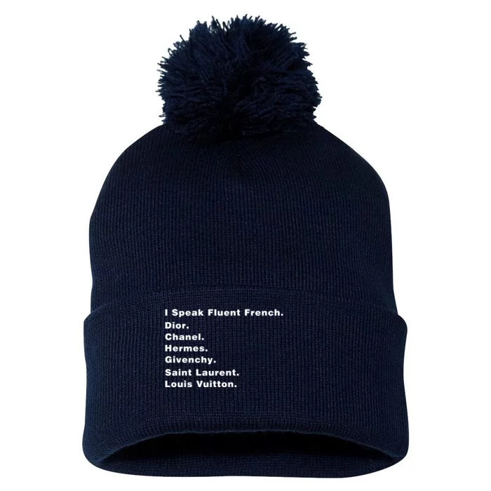 I Speak Fluent French Pom Pom 12in Knit Beanie