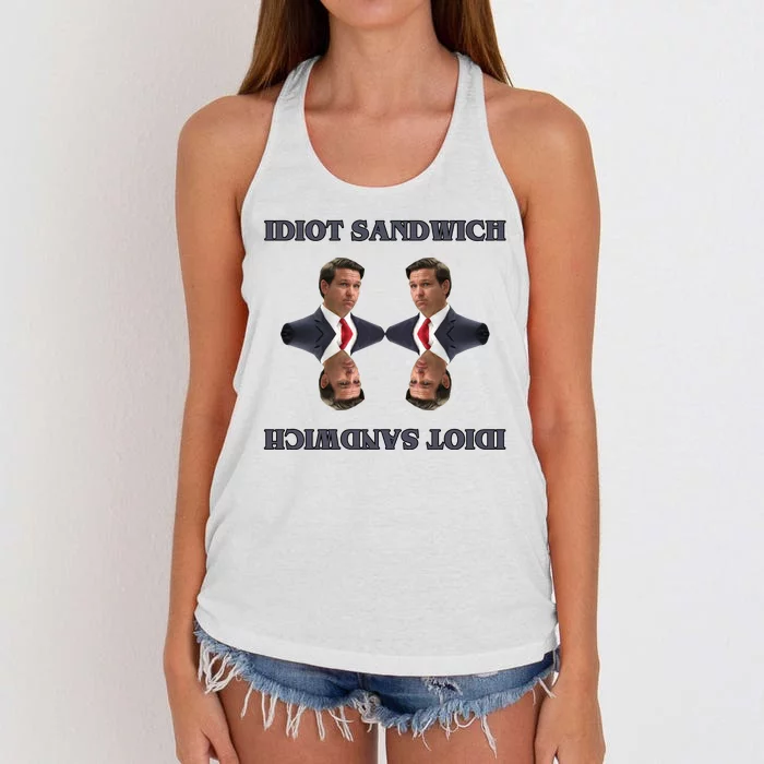 Idiot Sandwich Funny Ron DaSantis Politcal Women's Knotted Racerback Tank