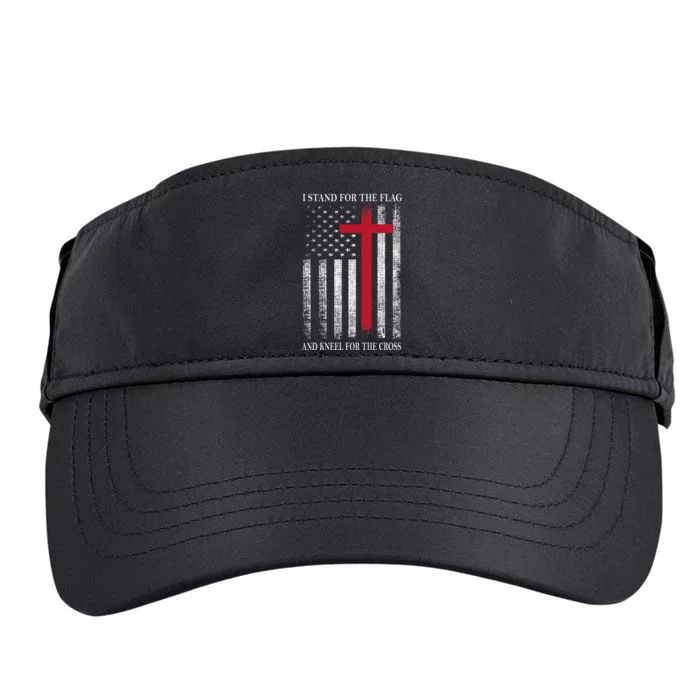 I Stand For The Flag And Kneel For The Cross USA Flag Adult Drive Performance Visor