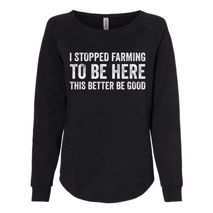 I Stopped Farming To Be Here This Better Be Good Womens California Wash Sweatshirt