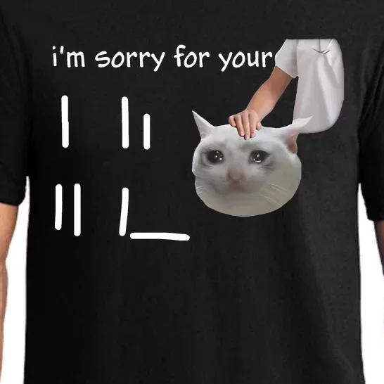 Im Sorry For Your Loss Cat Crying Meme Pajama Set