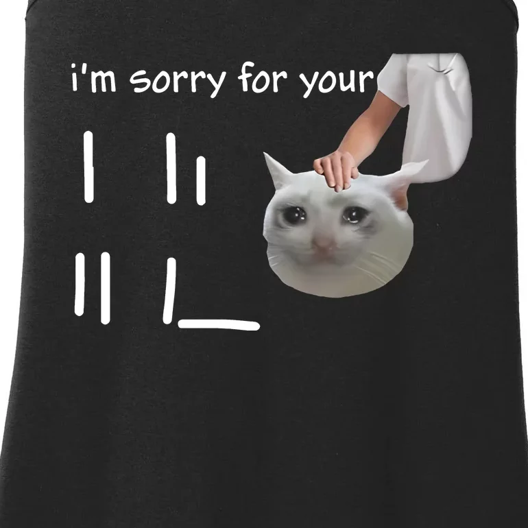 Im Sorry For Your Loss Cat Crying Meme Ladies Essential Tank