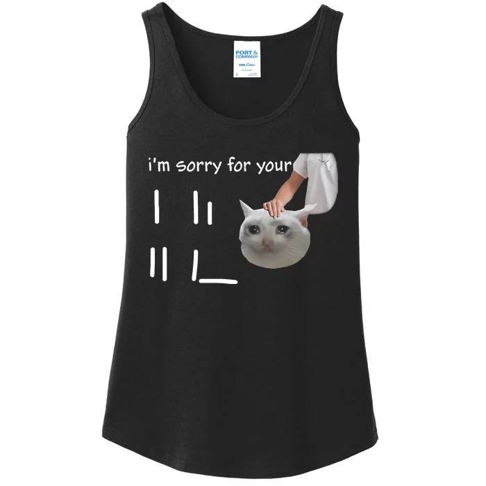 Im Sorry For Your Loss Cat Crying Meme Ladies Essential Tank