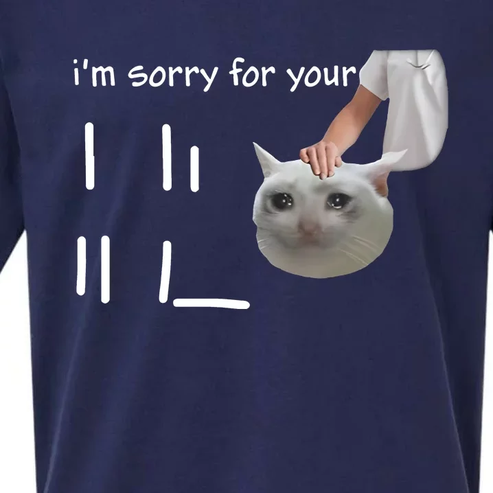 Im Sorry For Your Loss Cat Crying Meme Sueded Cloud Jersey T-Shirt