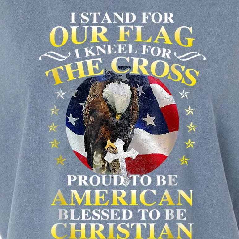 I Stand For Our Flag Kneel For The Cross Eagle 4th Of July Garment-Dyed Women's Muscle Tee