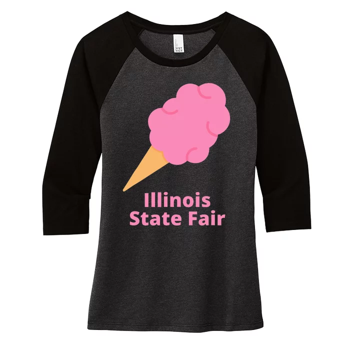 Illinois State Fair Pink Cotton Candy County Fair Women's Tri-Blend 3/4-Sleeve Raglan Shirt