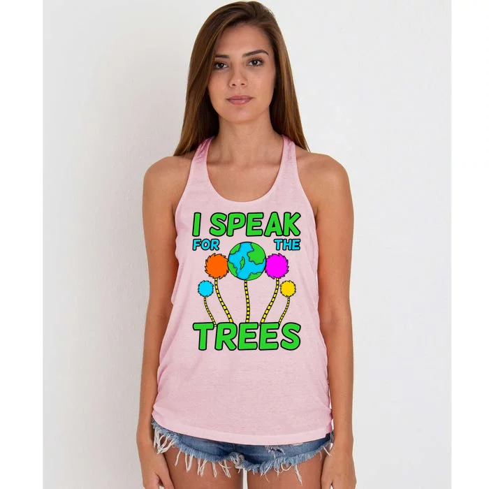 I Speak For Trees Planet Save Earth Day Graphic Cute Gift Women's Knotted Racerback Tank