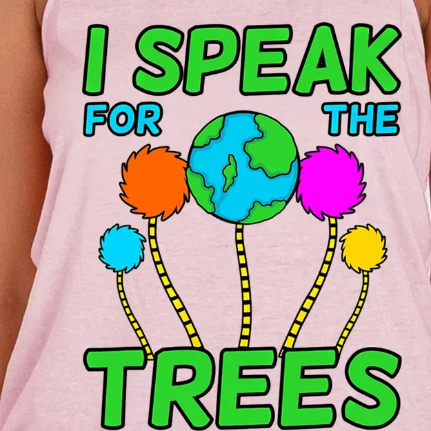 I Speak For Trees Planet Save Earth Day Graphic Cute Gift Women's Knotted Racerback Tank