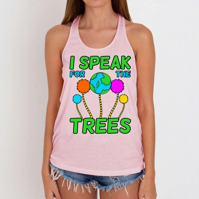 I Speak For Trees Planet Save Earth Day Graphic Cute Gift Women's Knotted Racerback Tank