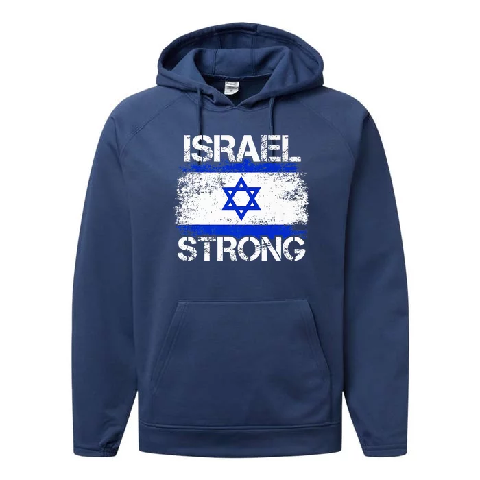 Israel Strong Flag Support I Stand With Israel Performance Fleece Hoodie