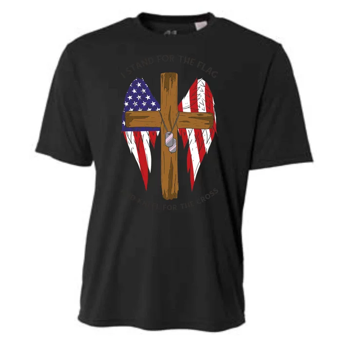 I Stand For The Flag Kneel For The Cross USA Cooling Performance Crew T-Shirt