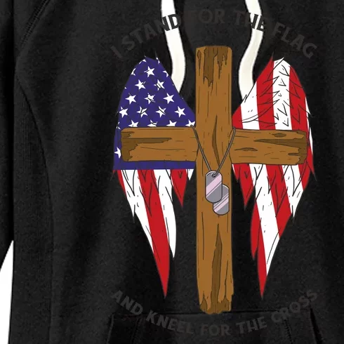 I Stand For The Flag Kneel For The Cross USA Women's Fleece Hoodie