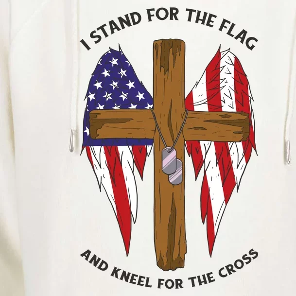 I Stand For The Flag Kneel For The Cross USA Womens Funnel Neck Pullover Hood