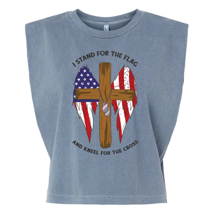 I Stand For The Flag Kneel For The Cross USA Garment-Dyed Women's Muscle Tee