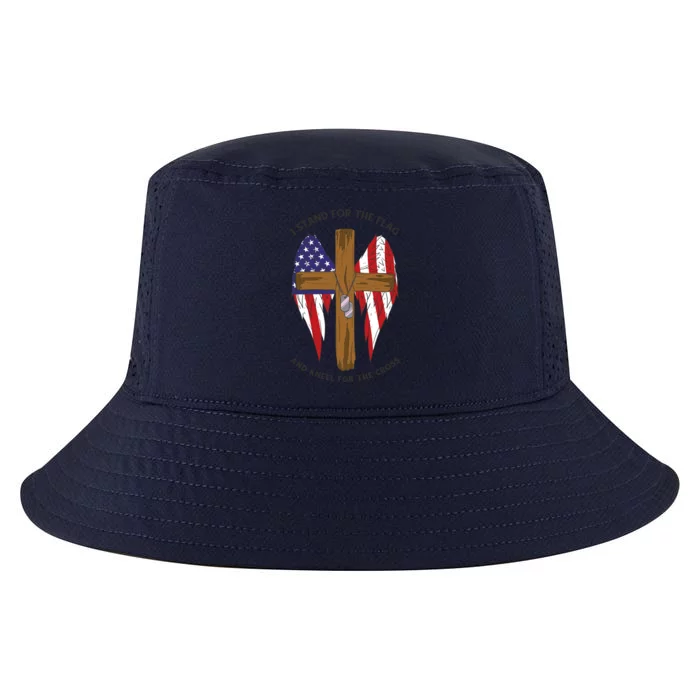 I Stand For The Flag Kneel For The Cross USA Cool Comfort Performance Bucket Hat