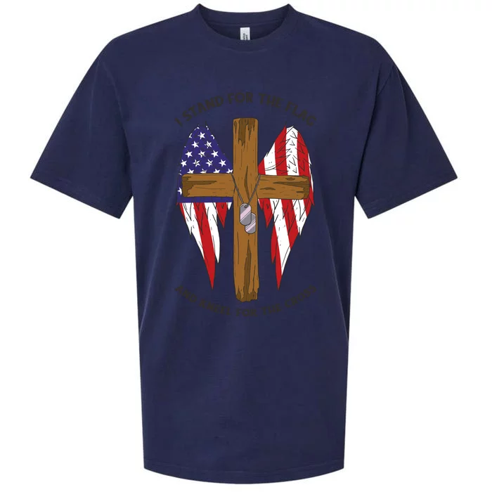 I Stand For The Flag Kneel For The Cross USA Sueded Cloud Jersey T-Shirt