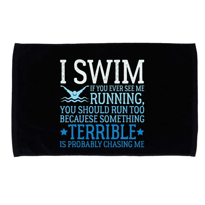 I Swim Funny Swimming Pool Quotes Swim Gifts Microfiber Hand Towel