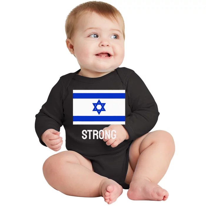 Israeli Strong Flag Vintage Made In Israel Baby Long Sleeve Bodysuit